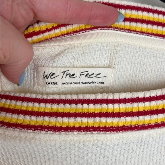 We The Free Crochet Granny Square Sleeve Boho Top Size Large - Picture 5 of 12